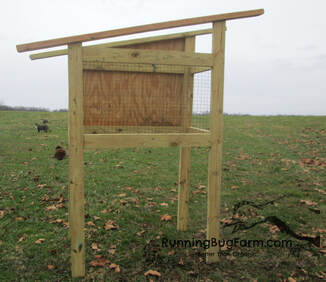 Basic outdoor rabbit hutch frame work to build yourself shown from the front.