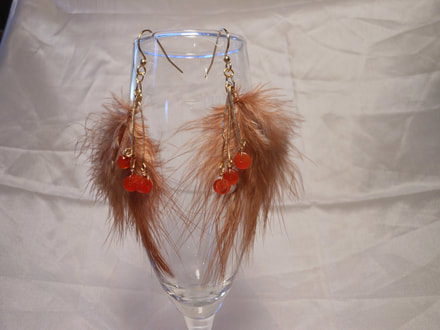 beautiful feathers! Thanks  Customer review with photo of feather earrings.  Running Bug Farm.