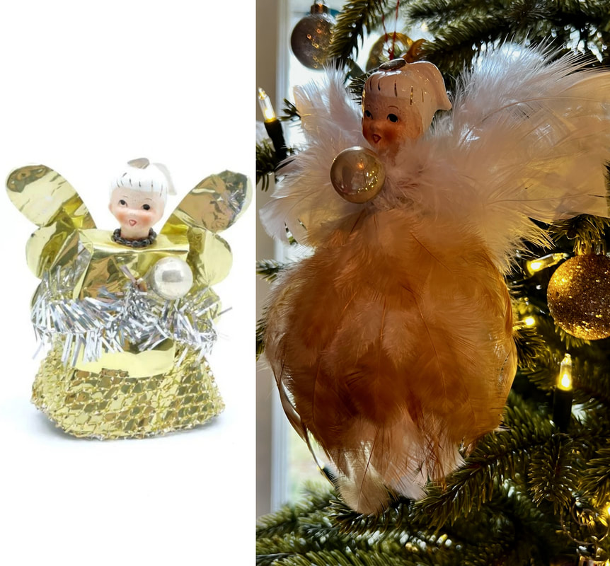 Customer pictures of a Howard Holt angel repaired & upgraded with feathers from running bug farm.